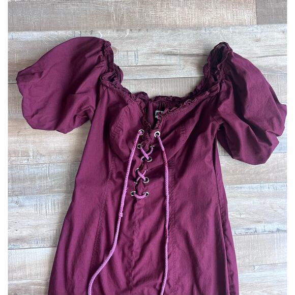 I.AM.GIA Alya Off-The-Shoulder Corset Dress Burgundy Red Size M - Picture 4 of 8